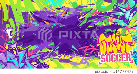 Trendy Abstract Hip Hop Urban Street Art Graffiti Style Soccer Or Football Illustration Background 114777478