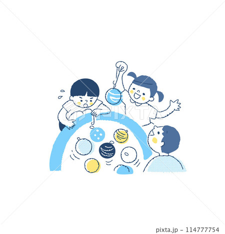 ヨーヨー釣りをする子供たち 114777754