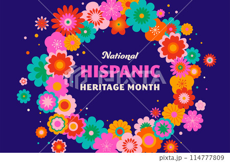 National hispanic heritage month celebration. Background, banner and card with flowers. Geometric 114777809