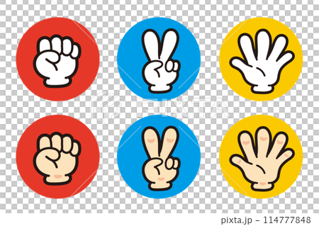 石頭、剪刀、布的插圖。古喬基帕。 114777848