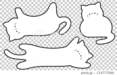 縁ありのかわいい白猫のフレームセット3 114777980