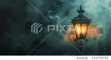 Street Lamp Emitting Flame 114778759