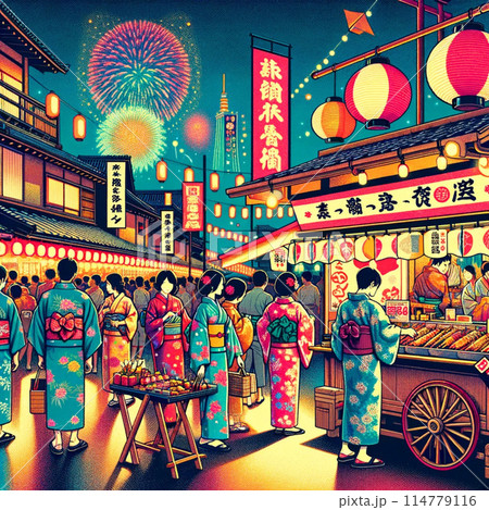 レトロ、イラスト、素材 114779116