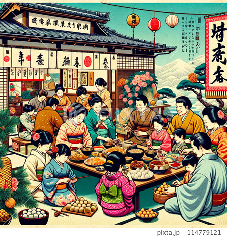 レトロ、イラスト、素材 114779121