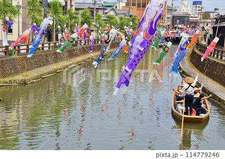 晴天のうずまの鯉のぼり　栃木 114779246