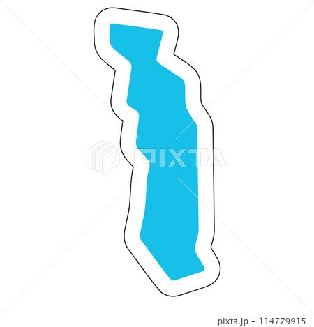 Togo country silhouette. High detailed map. Solid blue vector sticker with white contour isolated on white background. 114779915