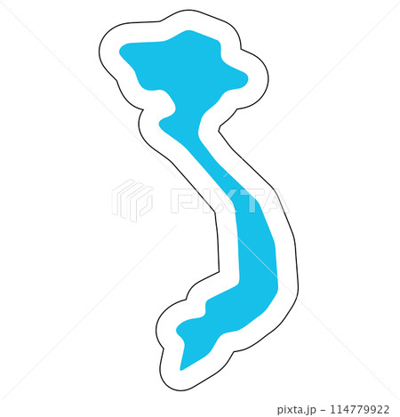 Vietnam country silhouette. High detailed map. Solid blue vector sticker with white contour isolated on white background. 114779922