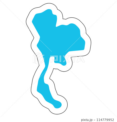 Thailand country silhouette. High detailed map. Solid blue vector sticker with white contour isolated on white background. 114779952