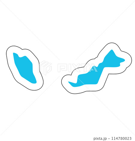 Malaysia country silhouette. High detailed map. Solid blue vector sticker with white contour isolated on white background. 114780023