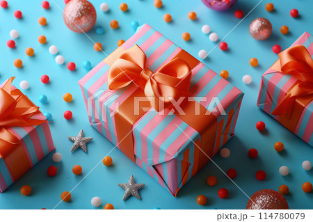 Bright and cheerful gift packaging ideas perfect for birthdays, anniversaries, or any celebration 114780079