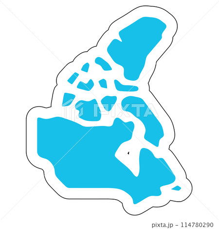 Canada country silhouette. High detailed map. Solid blue vector sticker with white contour isolated on white background. 114780290