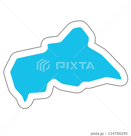 Central African Republic country silhouette. High detailed map. Solid blue vector sticker with white contour isolated on white background. 114780295