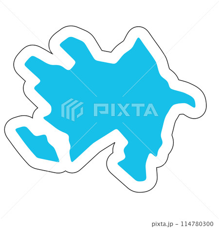 Azerbaijan country silhouette. High detailed map. Solid blue vector sticker with white contour isolated on white background. 114780300