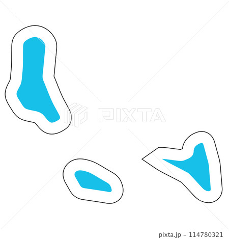 Comoros country silhouette. High detailed map. Solid blue vector sticker with white contour isolated on white background. 114780321