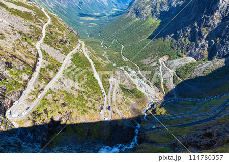 Breathtaken Trollstigen serpentine road in Norway Breathtaken Trollstigen serpentine road in Norway 114780357