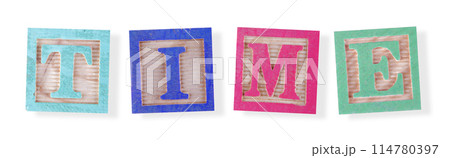 Time concept with childs wood blocks Time concept with childs wood blocks 114780397