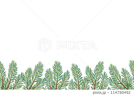Christmas tree seamless border. Hand drawn trendy flat style Christmas tree seamless border. Hand drawn trendy flat style 114780492