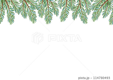 Christmas tree seamless border. Hand drawn trendy flat style 114780493