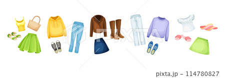 Clothing for Different Season as Wear and Garment Vector Set Clothing for Different Season as Wear and Garment Vector Set 114780827