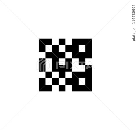 A square black and white QR code on a plain white background. Ideal for digital marketing and technology concepts 114780992