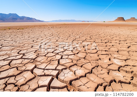 Cracked earth soil background. AI content 114782200