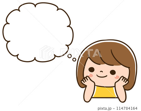 考える女の子とふきだし 考える女の子とふきだし 114784164