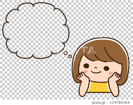 Thinking girl and speech bubble 114784164