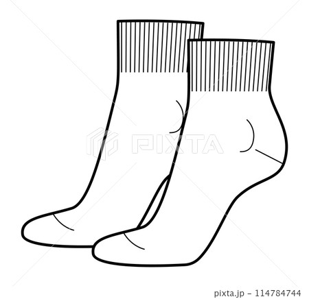 Ankle Socks women shape Technical drawing silhouette. Fashion accessory clothing technical illustration stocking. Vector Ankle Socks women shape Technical drawing silhouette. Fashion accessory clothing technical illustration stocking. Vector 114784744