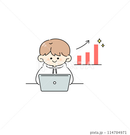 売上が上がって喜ぶの男性のイラスト 114784971