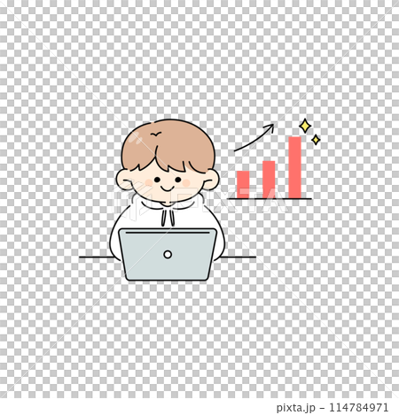 売上が上がって喜ぶの男性のイラスト 114784971