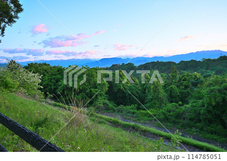 三国 大峰山 谷川連峰 三峰山 武尊山 赤城高原SAから早朝の風景 三国 大峰山 谷川連峰 三峰山 武尊山 赤城高原SAから早朝の風景 114785051