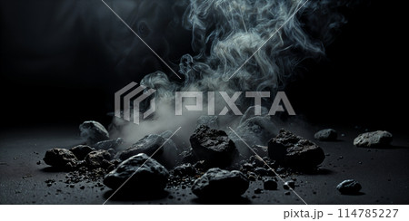 Smoke rising from rocks.のイラスト素材 [114785227] - PIXTA