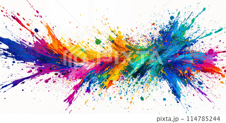 Colorful splatter paint art. 114785244