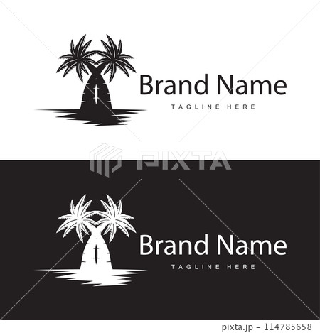 Coconut Tree Logo Design, Beach Plant Vector, Palm Tree Summer, Illustration Template Coconut Tree Logo Design, Beach Plant Vector, Palm Tree Summer, Illustration Template 114785658