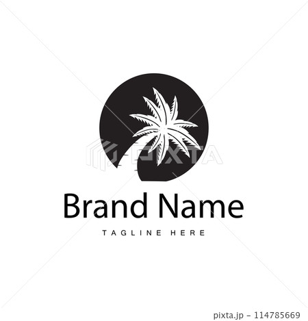 Coconut Tree Logo Design, Beach Plant Vector, Palm Tree Summer, Illustration Template 114785669