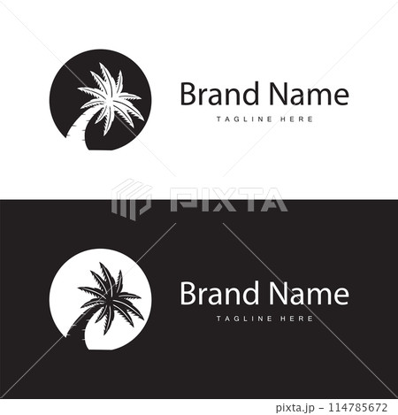 Coconut Tree Logo Design, Beach Plant Vector, Palm Tree Summer, Illustration Template 114785672