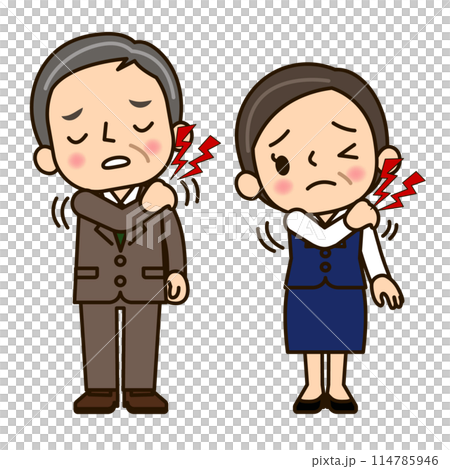 肩膀疼痛的商人和女人 114785946