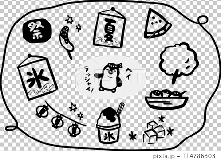 Summer festival hand drawn set illustration_penguin 114786303