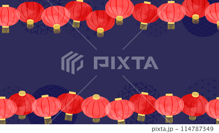 中国、中華ランタンが並んでいる背景 114787349