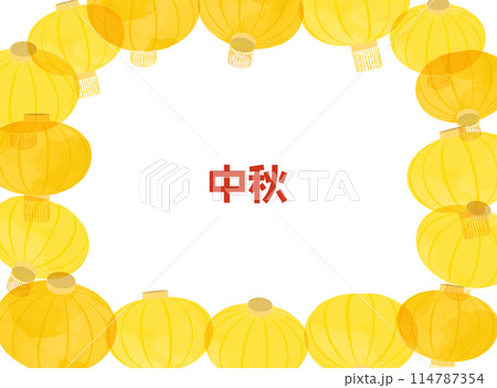 黄色い中国、中華の提灯の背景イラスト 114787354