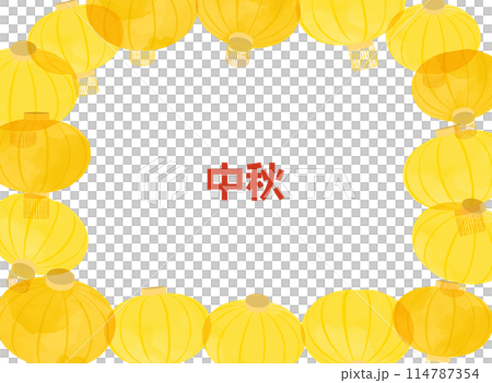 黄色い中国、中華の提灯の背景イラスト 114787354