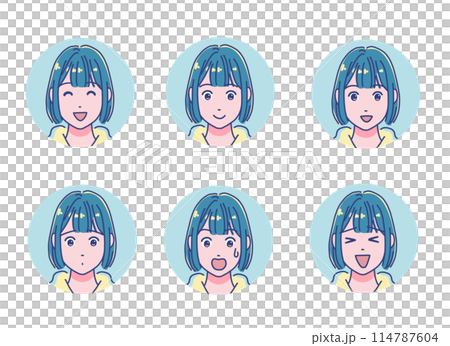 Anime style girl icon set 114787604