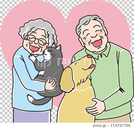 人們用心微笑_貓、狗和老年夫婦_爺爺_奶奶_70和80後 人們用心微笑_貓、狗和老年夫婦_爺爺_奶奶_70和80後 114787766