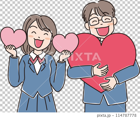 人物插畫_用心微笑的人_學生和男人_男學生_女高中生_穿校服的男女學生 114787778