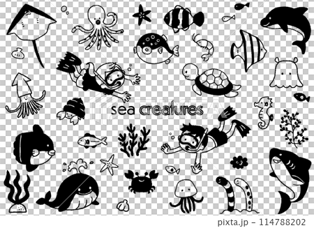 手繪插畫集可愛的海洋生物 114788202