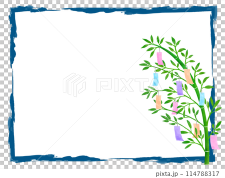 七夕竹裝飾和用刷子繪製的線框 七夕竹裝飾和用刷子繪製的線框 114788317