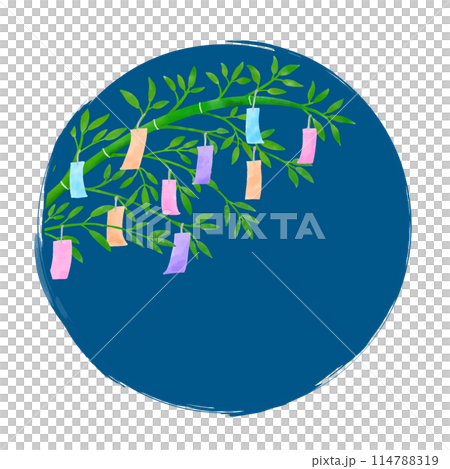 Tanabata bamboo decoration round frame 114788319