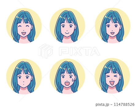 アニメタッチの女の子のアイコンセット アニメタッチの女の子のアイコンセット 114788526