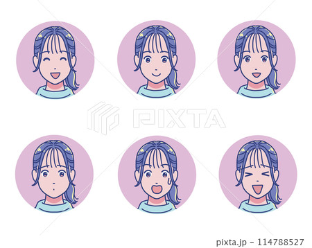 アニメタッチの女の子のアイコンセット 114788527