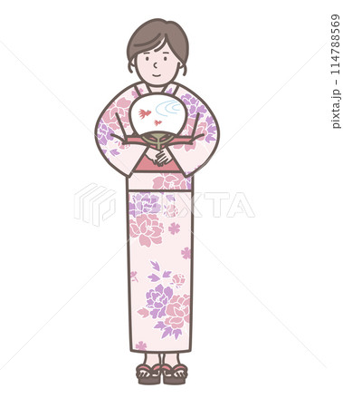 浴衣を着た若い女性 114788569